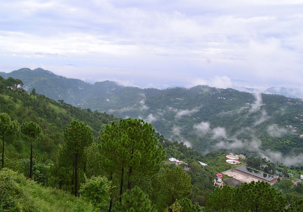 Misty mountain valley at dawn
